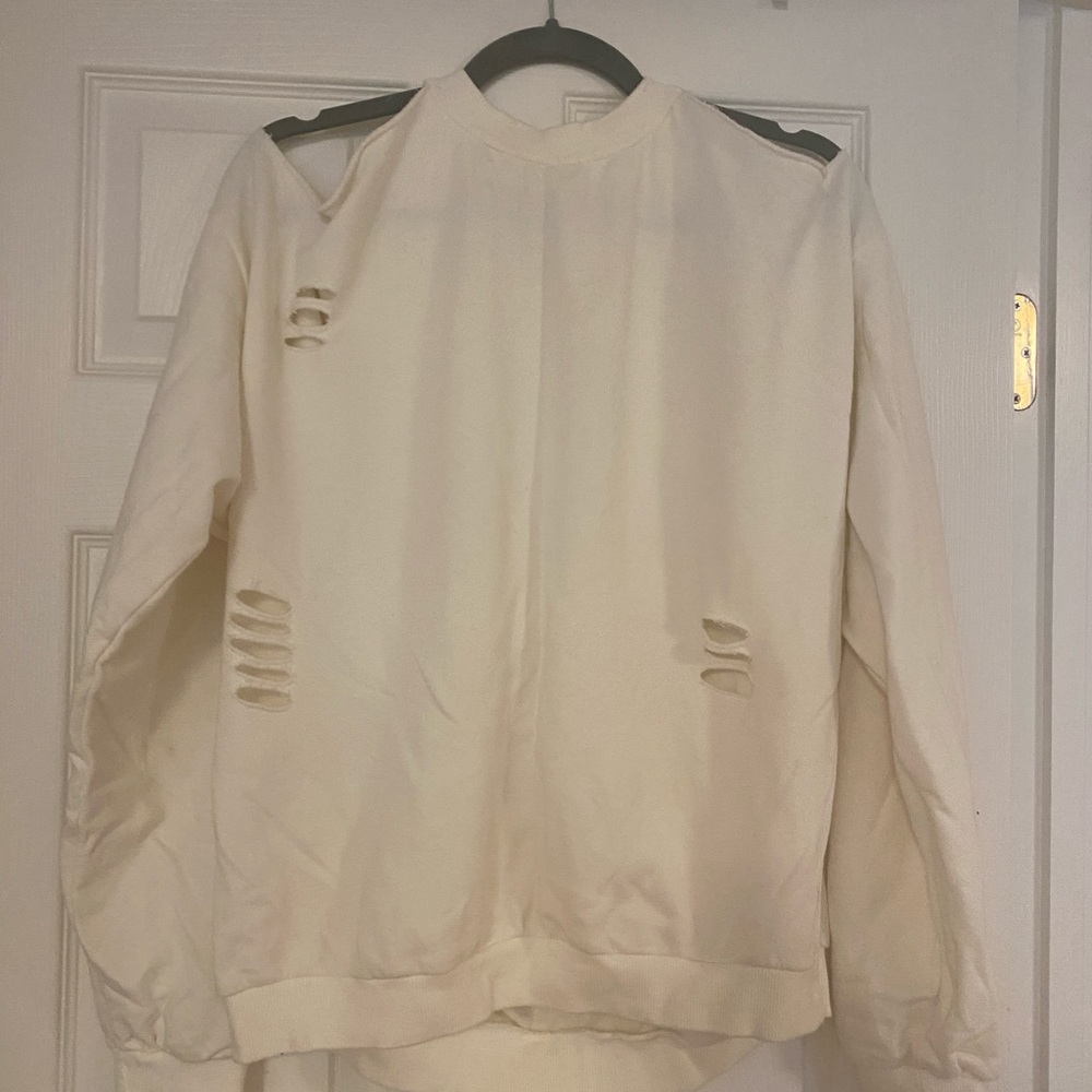 cut out shoulder sweatshirt